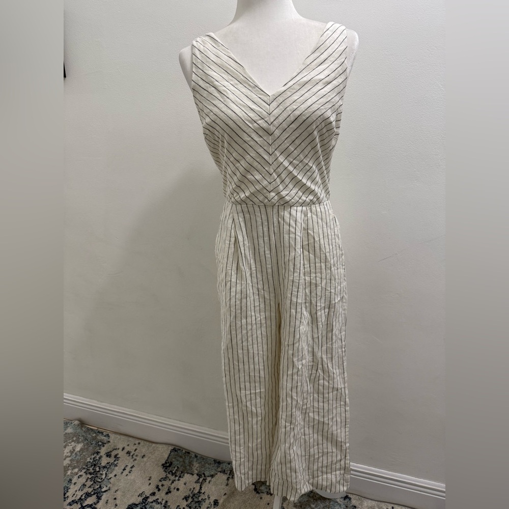 Rachel Zoe Linen Blend Sleeveless Cropped Jumpsuit Womens Size 4 EUC - Picture 3 of 8